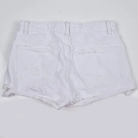 Zara High  Rise White Jean Short Distressed Button Fly Size 4 - Picture 4 of 4